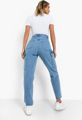 boohoo High Waisted Cargo Mom Jeans - ShopStyle