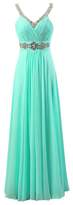 Thumbnail for your product : Vantexi Women's Beaded Straps Chiffon Long Bridesmaid Prom Dress 24