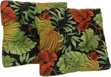 Bay Isle Home 19-Inch Squared Spun Polyester Tufted Dining Chair Cushion (Set Of Two) Tropique Raven
