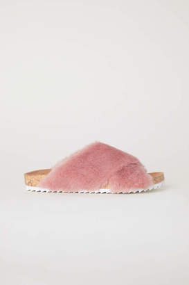 H&M Faux Fur Slippers - Vintage pink - Women