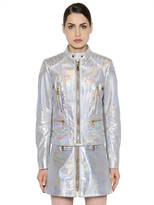 Thumbnail for your product : Kenzo Cropped Iridescent Leather Biker Jacket