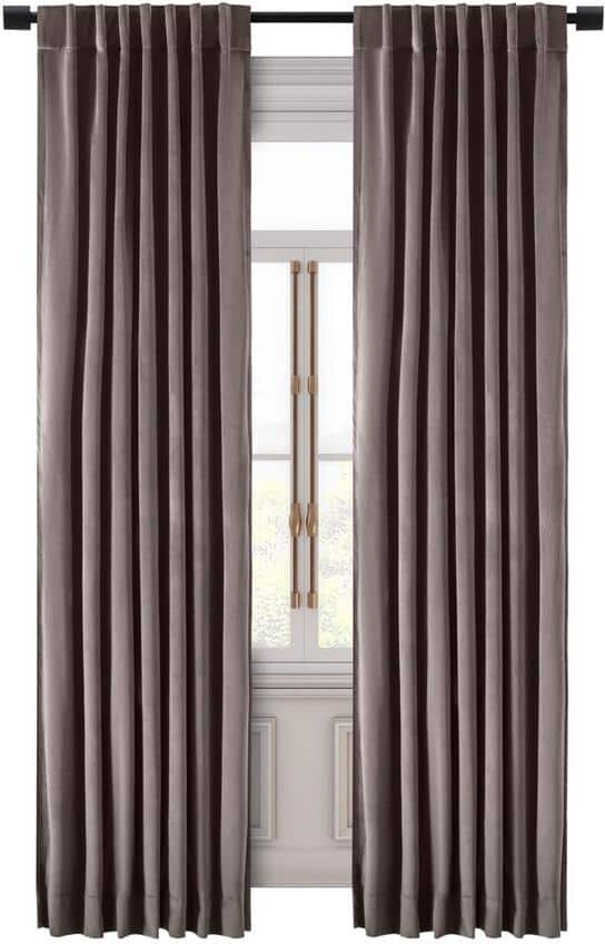 Ricardo Premium Velvet Mauve Solid 50 in. W x 96 in. L Rod Pocket With Back Tab Room Darkening Curtain Panel