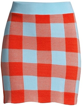 STAUD Sonoma Check Cotton Mini Skirt