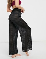 Thumbnail for your product : Fashion Union sheer striped beach pants in black