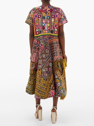 Ashish Banjara Mirrorwork Vintage-cotton Midi Dress - Multi