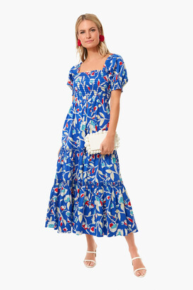 Bow-detailed Tiered Gathered Floral-print Cotton-blend Midi Dress |  
