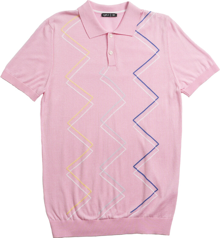 Eight X Zig Zag Knit Polo - Pink