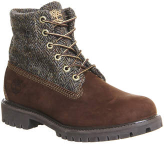 Timberland Icon Roll Top Boots Brown Harris Tweed Leather