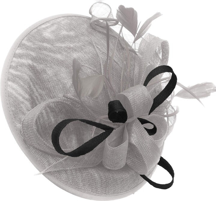 Caprilite Silver Grey and Cream Ivory Sinamay Big Disc Saucer