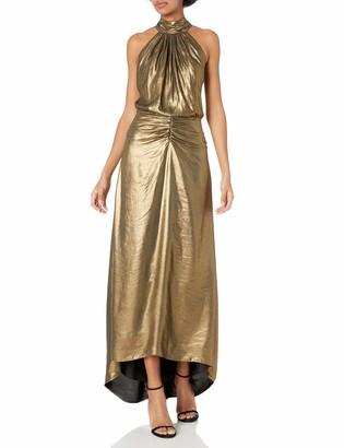 Halston Women's Mock Neck Metallic Gown