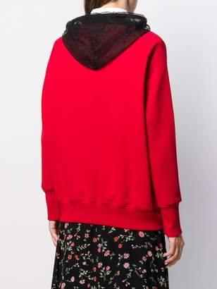 RED Valentino lace contrast hoodie