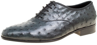 Salvatore Ferragamo Slate Grey Ostrich Leather Gris Oxfords Size 41.5 -  ShopStyle Lace-up Shoes