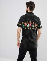 Thumbnail for your product : Schott Wind Vahine Short Sleeve Hula Girl Print Shirt in Black