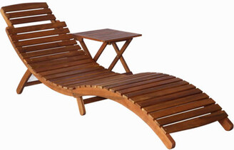 Loon Peak Sunlounger with Table Solid Acacia Wood Brown