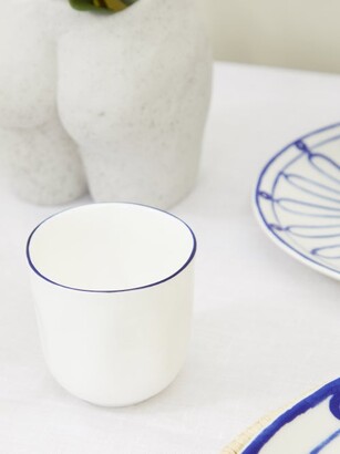 FELDSPAR Painted-rim Fine China Tea Cup - White/blue