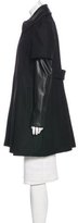 Thumbnail for your product : BCBGMAXAZRIA Leather-Accented Knee-Length Coat