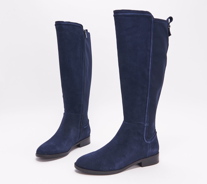 navy blue tall leather boots