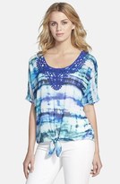 Thumbnail for your product : Chaus Crochet Trim Tie Dye Tie Front Top
