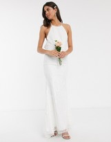 Thumbnail for your product : Jarlo bridal fringe sequin maxi dress in ivory