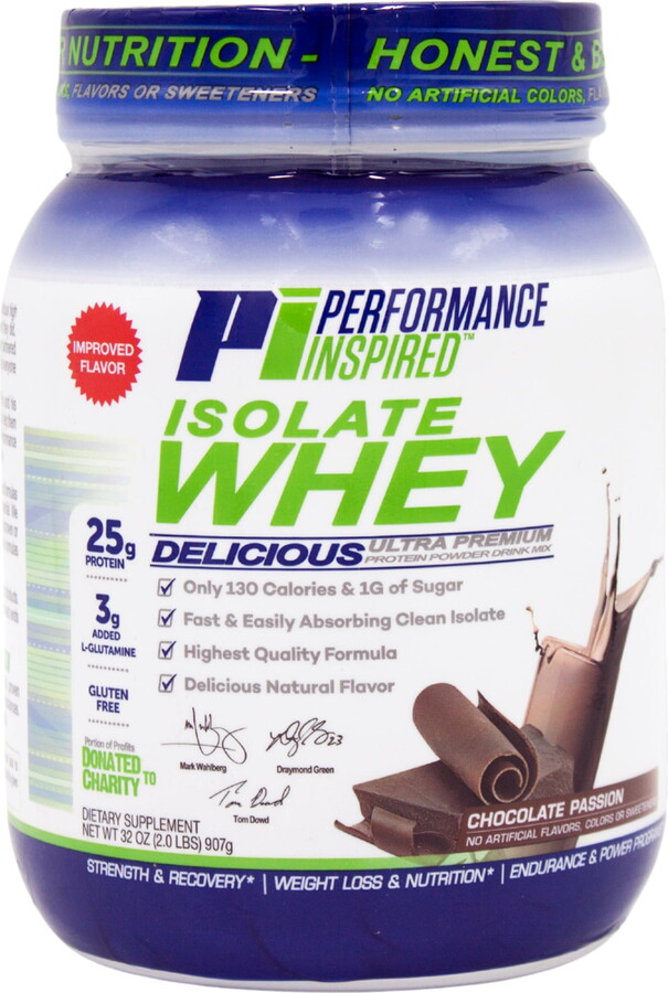 Performance Inspired Nutrition - Isolate Whey Protein Powder - All Natural - 25G - L-Glutamine - Contains BCAAs - Chocolate Passion - 2 Lbs