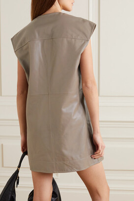 Ganni Leather Mini Dress - Taupe