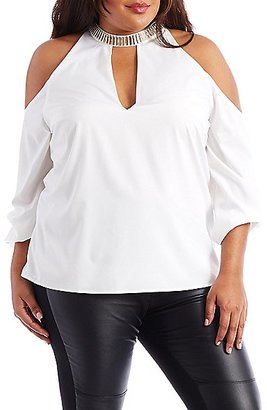 Charlotte Russe Plus Size Bead Collar Top