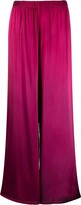 Ruched Silk-Satin Wide-Leg Trousers 