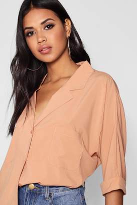 boohoo NEW Womens Revere Collar Oversized Shirt in Polyester