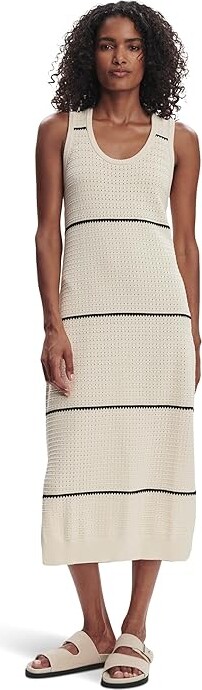 Varley Scott Scoop Neck Midi Dress Women's Dress Birch : XL, Cotton