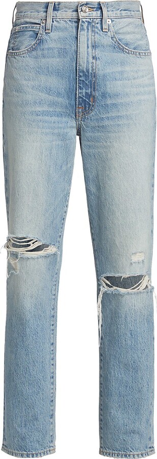 SLVRLAKE Stella High-Rise Distressed Stovepipe Jeans - ShopStyle