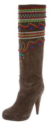 Bally Embroidered Knee-High Boots