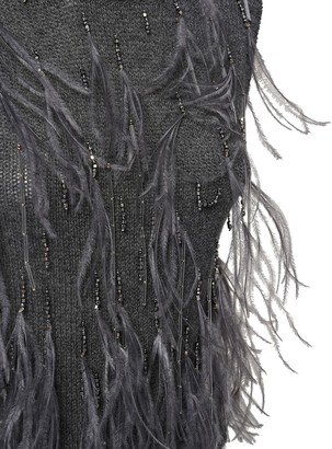Prada Feather Embellished Wool Knit Top