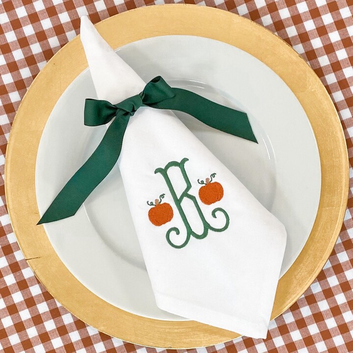 Etsy Set Of 6 Monogrammed Thanksgiving Pumpkin Cloth Napkins - Fall Halloween