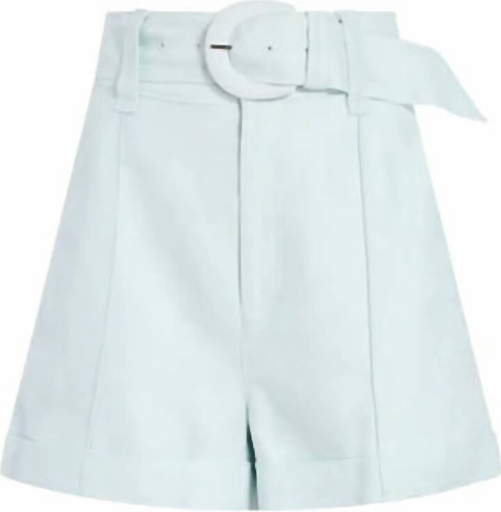 Cinq à Sept Aldi Belted Wide-Leg Linen Shorts In Glacial Blue