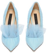 Thumbnail for your product : Midnight 00 Shell Point-toe Tulle & Patent-leather Pumps - Light Blue