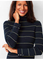 Thumbnail for your product : Talbots Stripe Button-Cuff Turtleneck Sweater