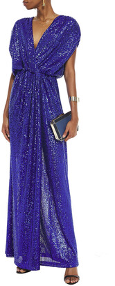 Just Cavalli Wrap-effect Sequined Tulle Gown