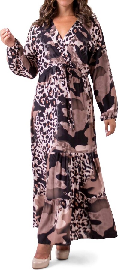 GIGI MODA Safari Print Maxi Dress In Taupe