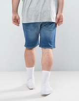 Thumbnail for your product : ASOS Design PLUS Skinny Denim Shorts In Mid Wash Blue With Rip And Repair