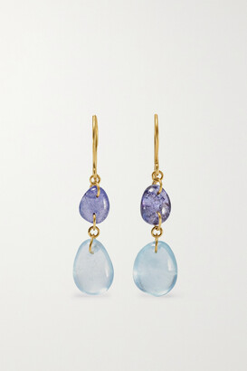 Pippa Small 18-karat Gold, Aquamarine And Tanzanite Earrings - one size