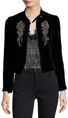 Nanette Lepore Embellished Structured Velvet Jacket, Black