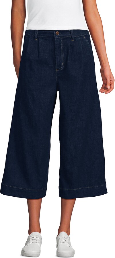 Denim Mid Rise Wide Leg Culotte Jeans