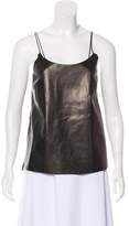 Thumbnail for your product : Vince Leather-Trimmed Sleeveless Top