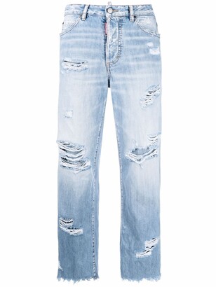 DSquared² Distressed-effect Denim Jeans in Blue Save 27% Womens Clothing Jeans Straight-leg jeans 