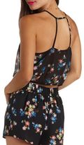 Thumbnail for your product : Charlotte Russe Floral Print Strappy Halter Crop Top