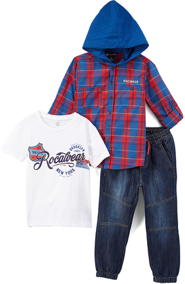 Rocawear Red & Blue Plaid Brooklyn Hooded Button-Up Set - Toddler & Boys