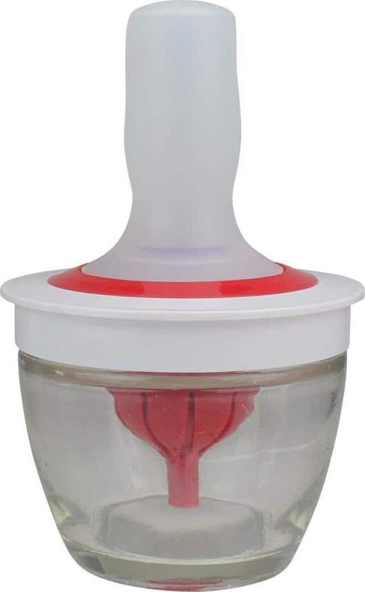 6 in. Red and White Silicone Basting Brush and Bowl Set
