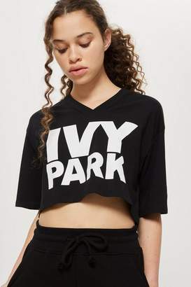 Ivy Park Logo Cropped V Neck T-Shirt