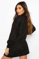 Thumbnail for your product : boohoo High Neck Embroidered Sweatshirt Dress