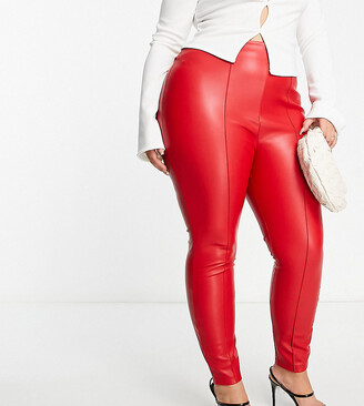 Red Faux Leather Pants